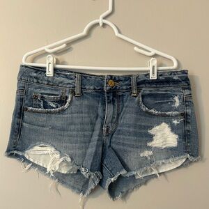 American Eagle Outfitters Blue Distressed Jean Shorts
